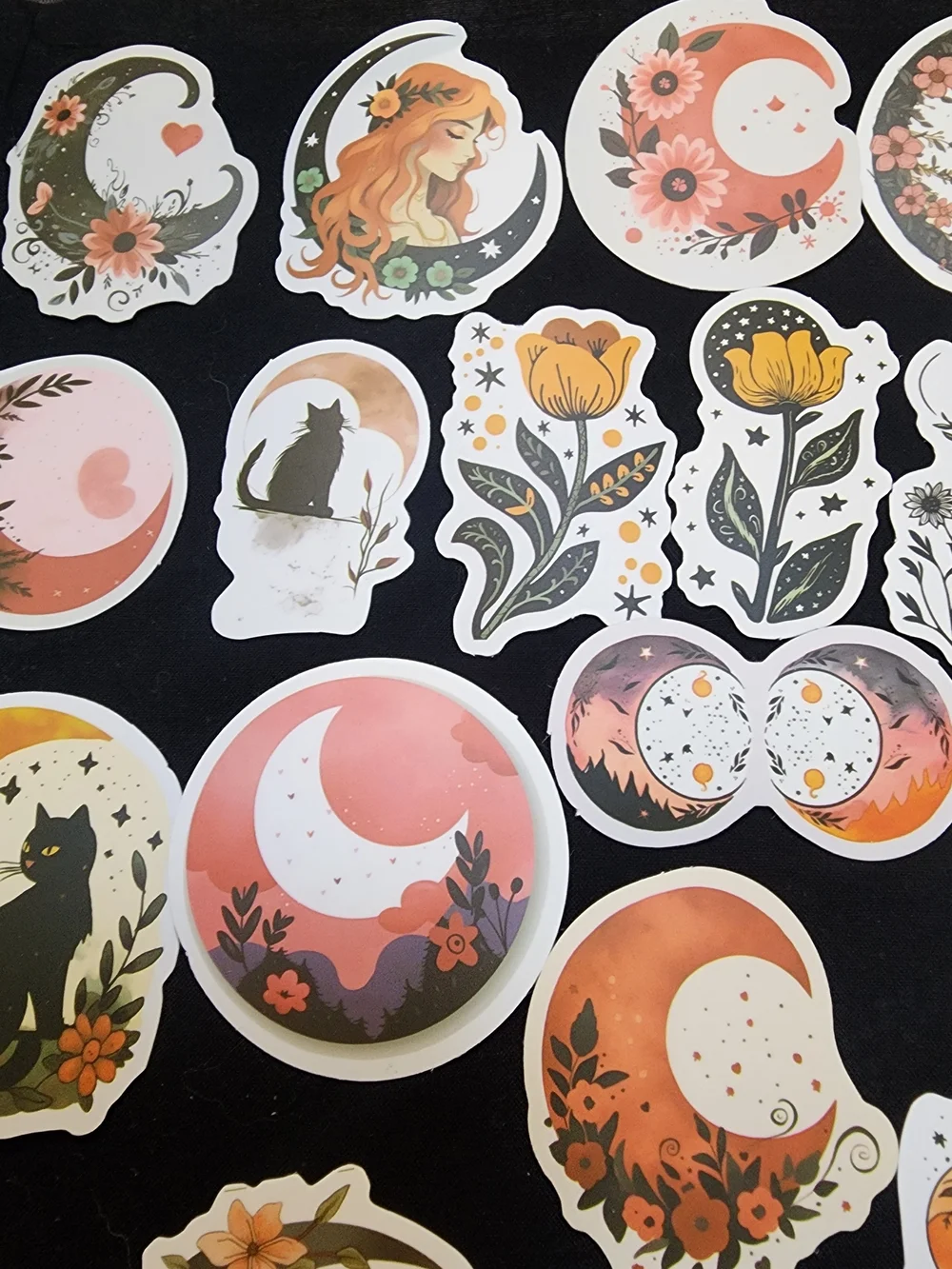50 Celestial Cat & Moon Sticker Set